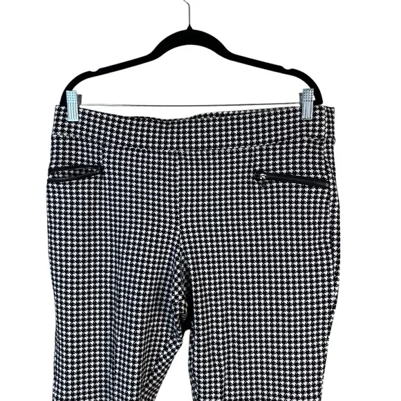 Old Navy Womens Size XL Houndstooth Black White Stevie Cropped Pull On Pants - Picture 3 of 8